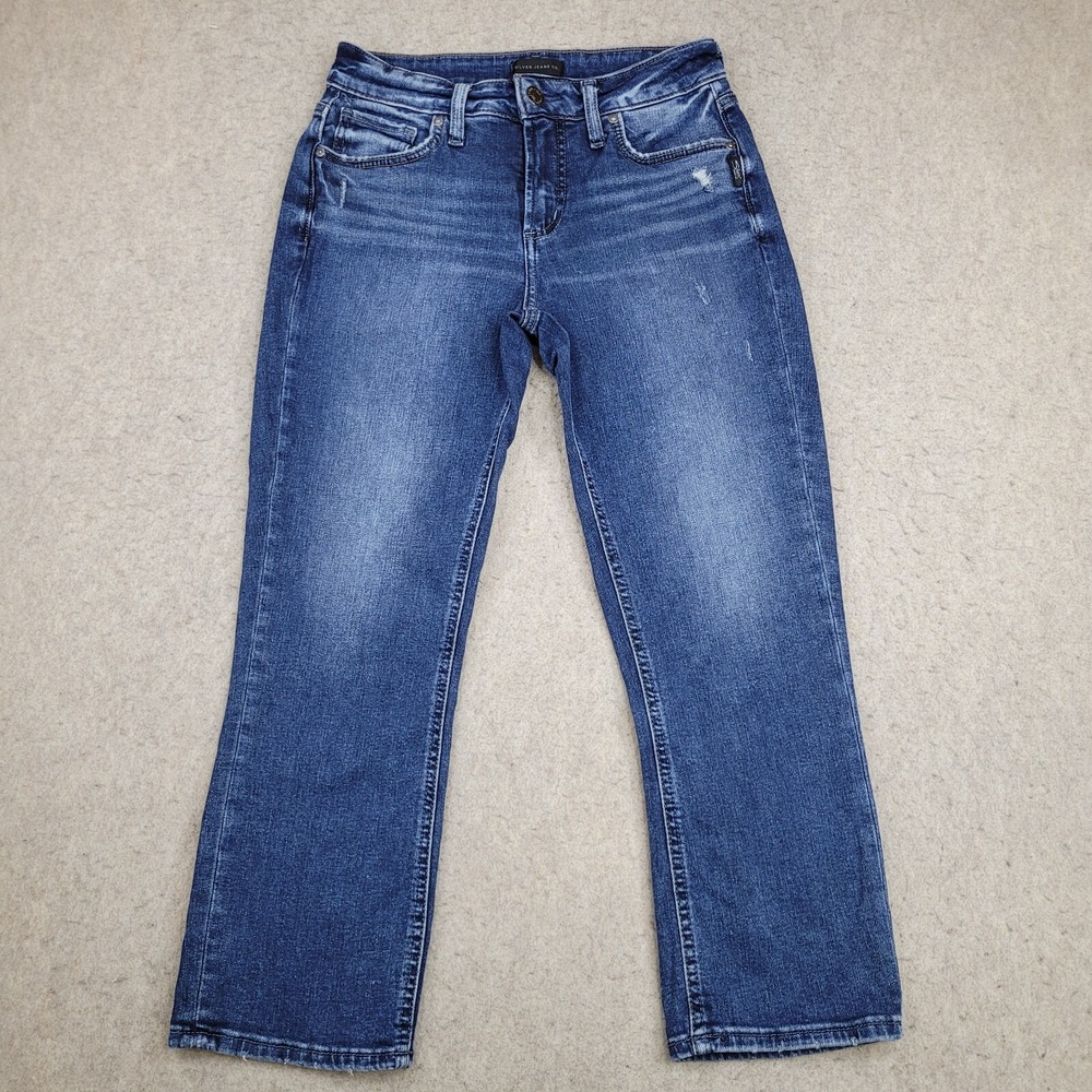 Silver Jeans Suki Capri Womens 28x23.5 Dark‎ Wash Blue Denim Mid Rise Cropped